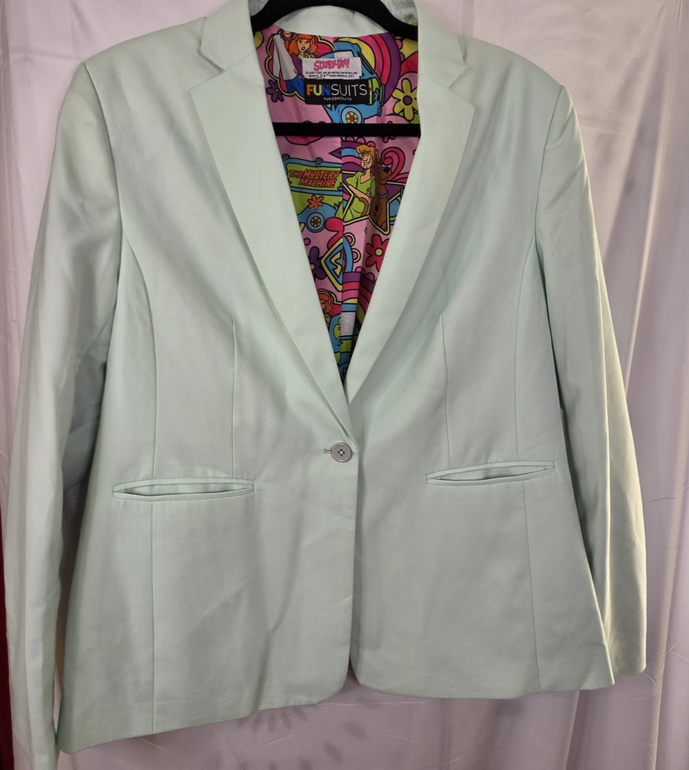 Scooby Doo Hanna Barbera Women's Funsuits Button Blazer Mint Green Size 10